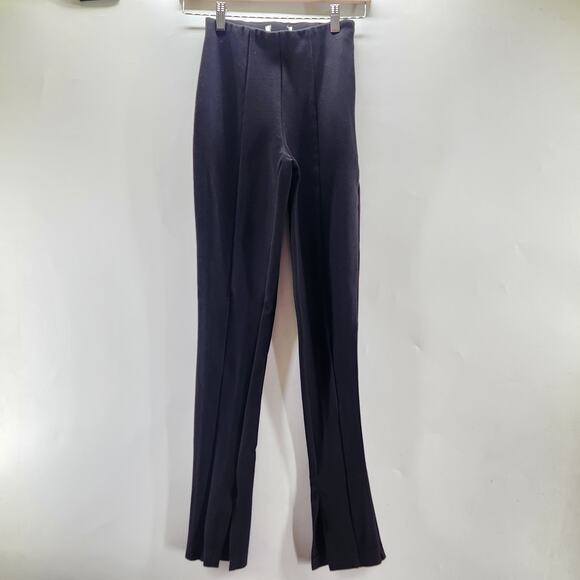 Anine Bing Kylie Slim Leg Ankle Slit Pants 32/XS Black High Rise Stretch Luxe - Picture 5 of 13